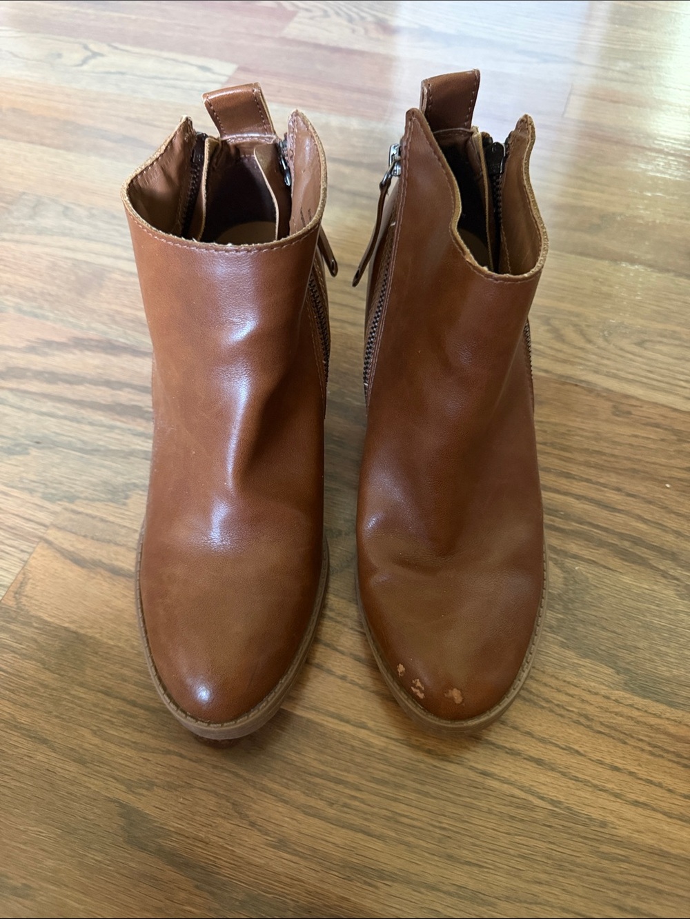 Women's Tan Ankle Booties with Side Zip